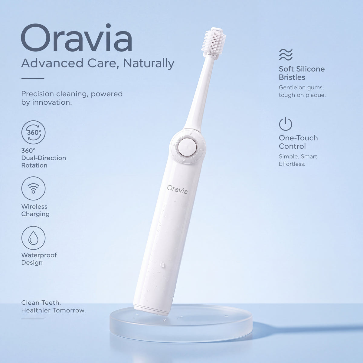 Oravia 3-in-1 Electric Toothbrush: Floss, Brush & Scrape